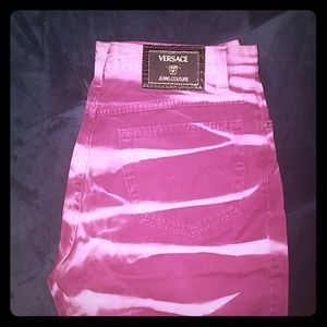 Purple and pink tie dye style Versace jeans